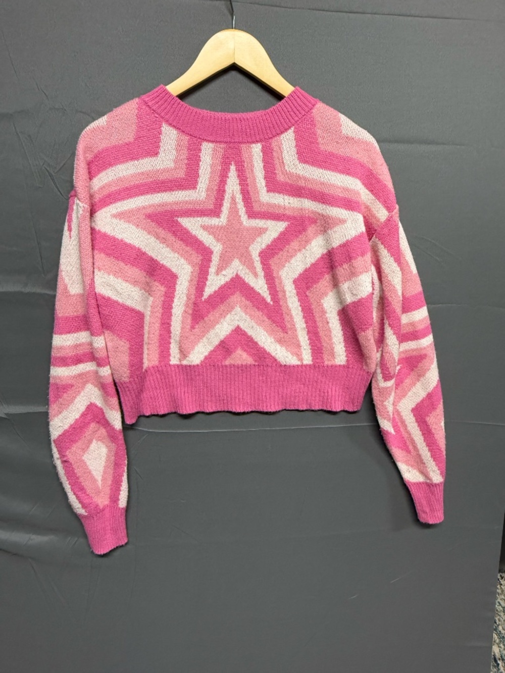✨ Pink Star Crop Sweater ✨ Derek Heart L - Picture 2 of 6